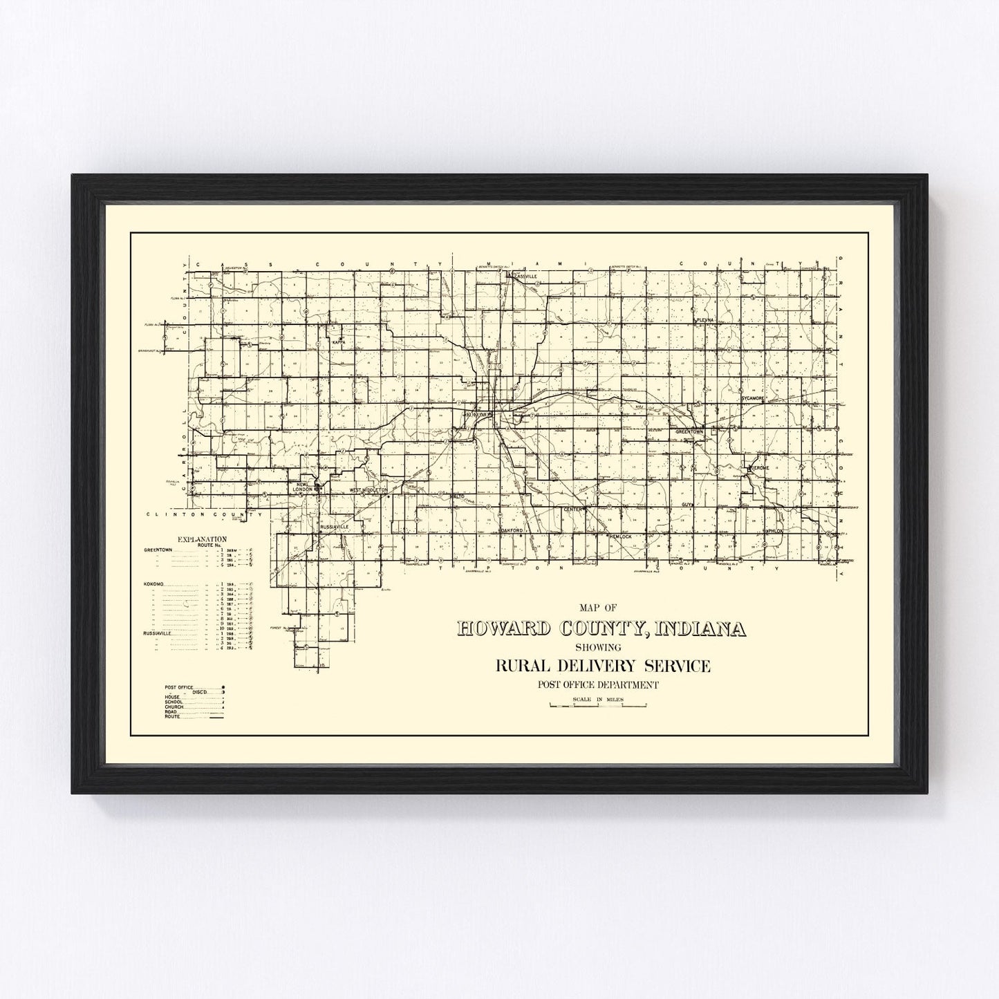 vintage map of Howard County, Indiana, 1909