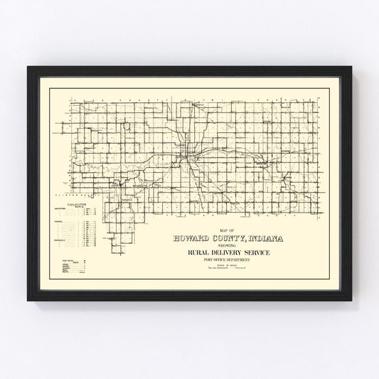 vintage map of Howard County, Indiana, 1909