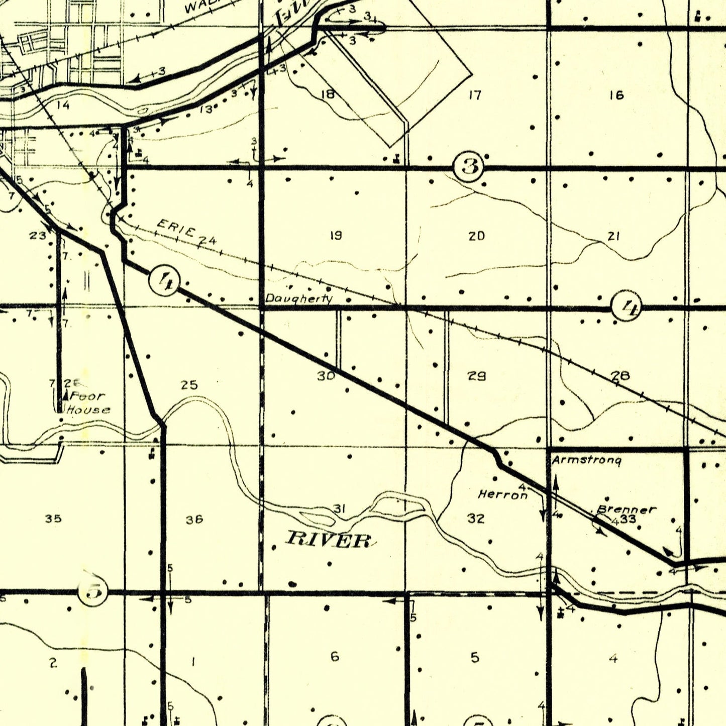 Vintage Map of Huntington County, Indiana, 1910