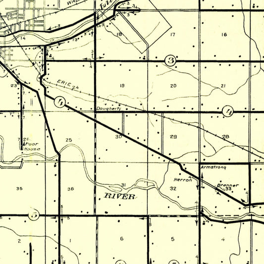 Vintage Map of Huntington County, Indiana, 1910