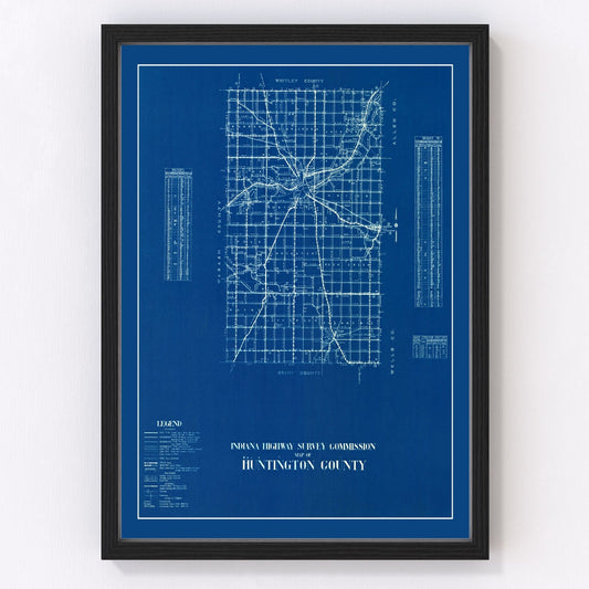 vintage map of Huntington County, Indiana, 1936