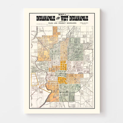 Vintage Map of Indianapolis, Indiana, 1896