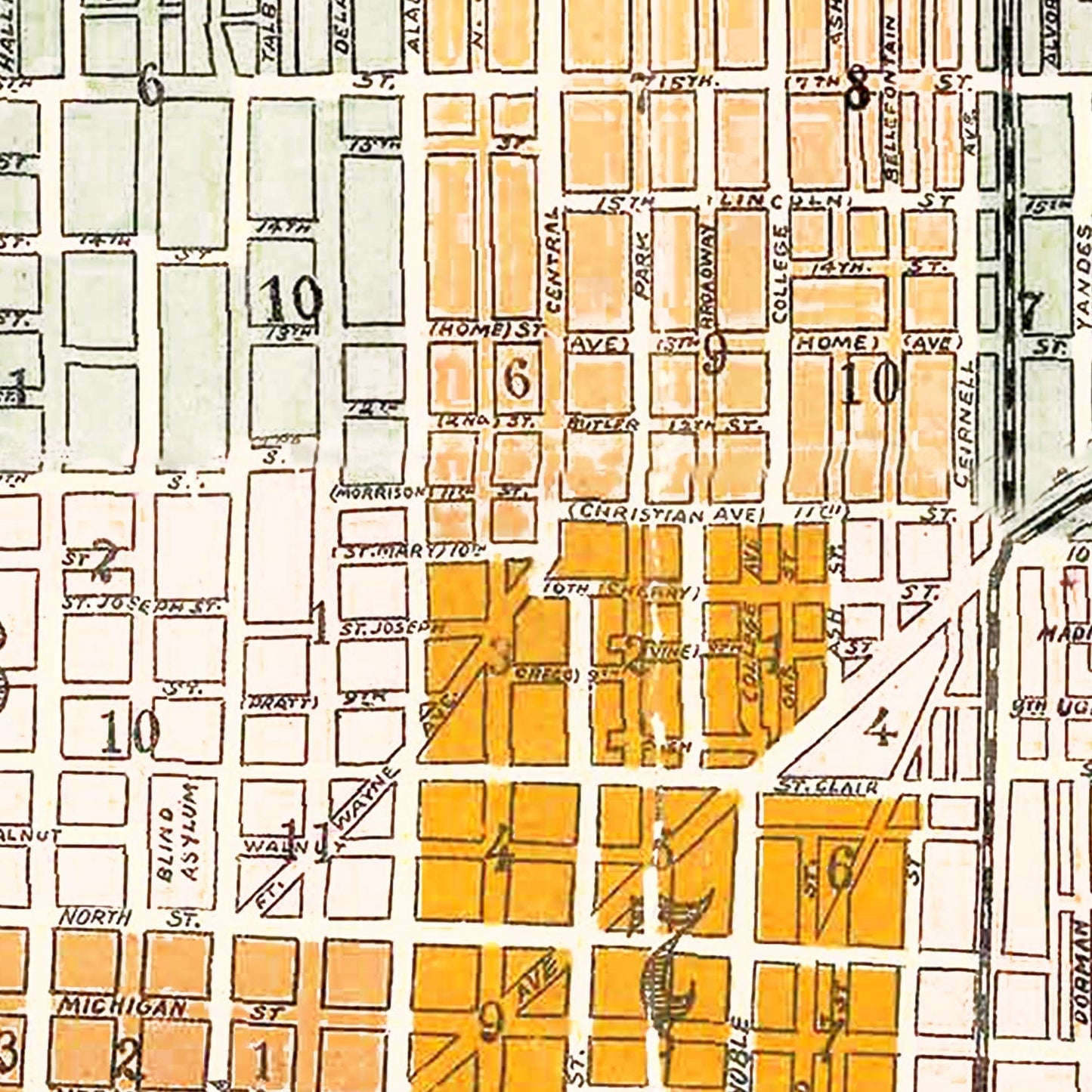 Vintage Map of Indianapolis, Indiana, 1896