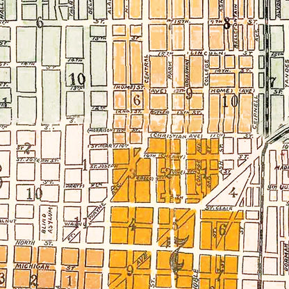 Vintage Map of Indianapolis, Indiana, 1896