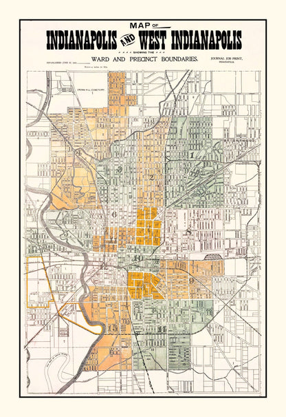 Vintage Map of Indianapolis, Indiana, 1896
