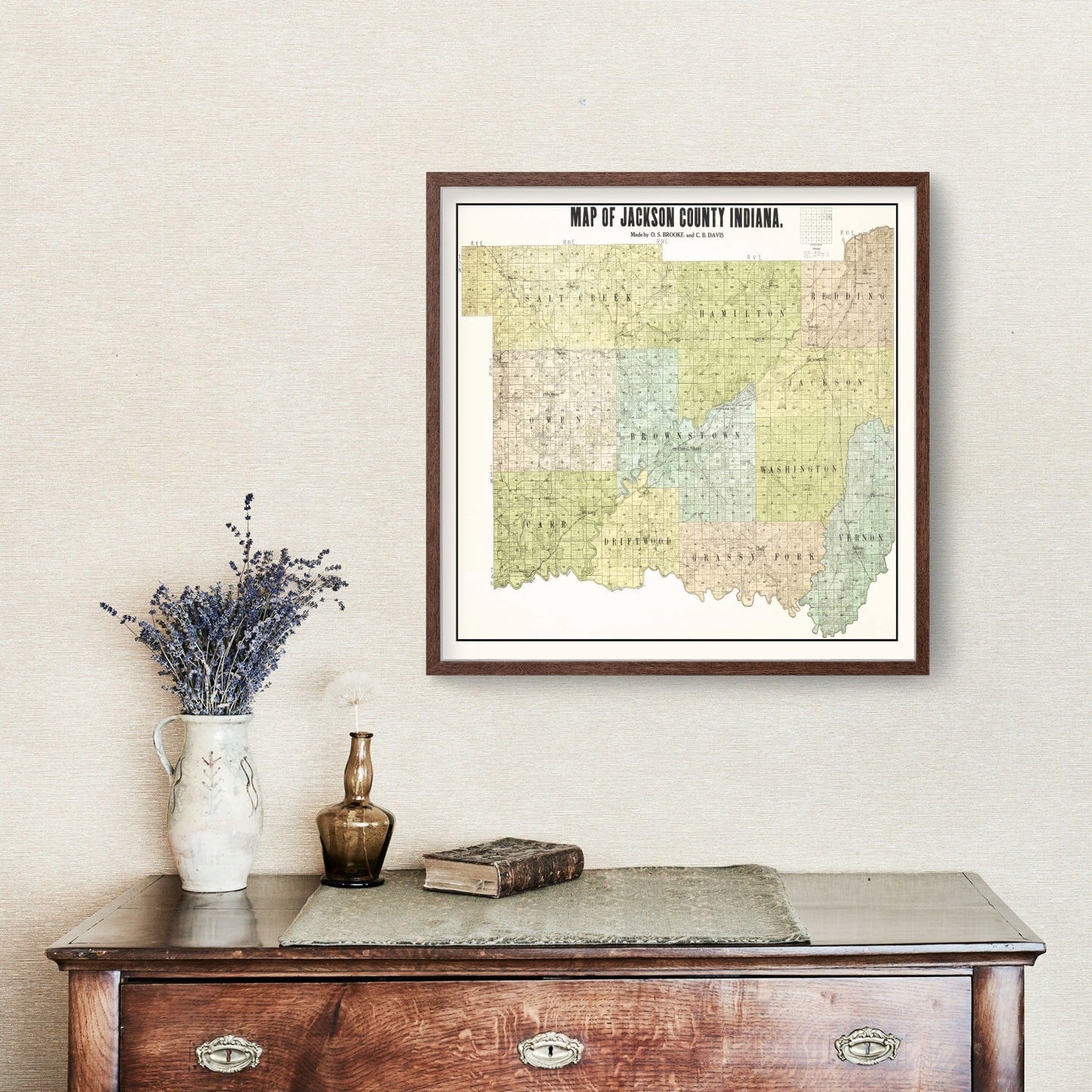 Vintage Map of Jackson County, Indiana, 1917
