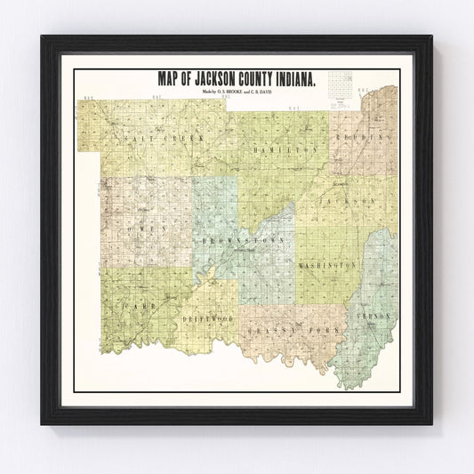 Vintage map of Jackson County, Indiana, 1917