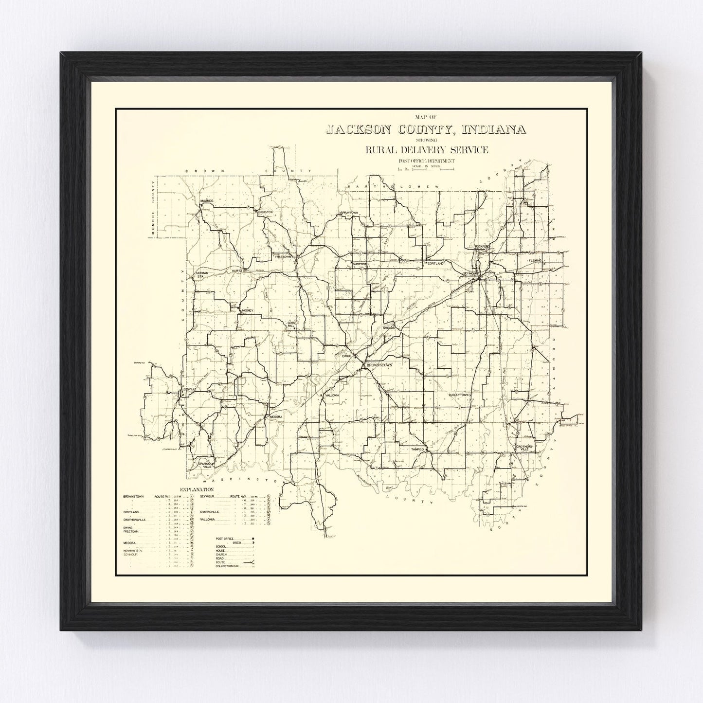 Vintage map of Jackson County, Indiana, 1910