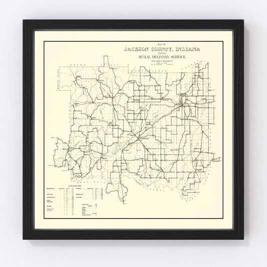 Vintage map of Jackson County, Indiana, 1910