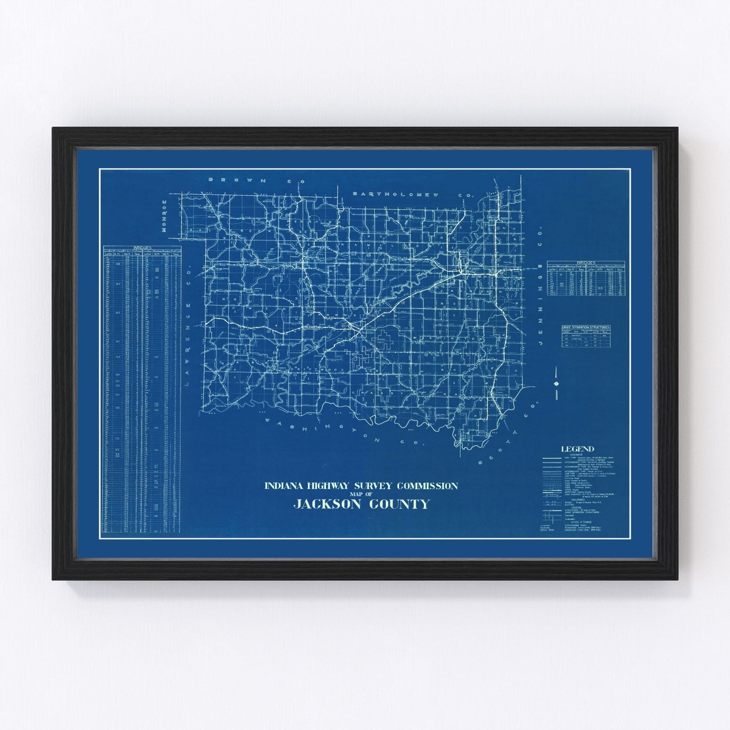 Vintage map of Jackson County, Indiana, 1936