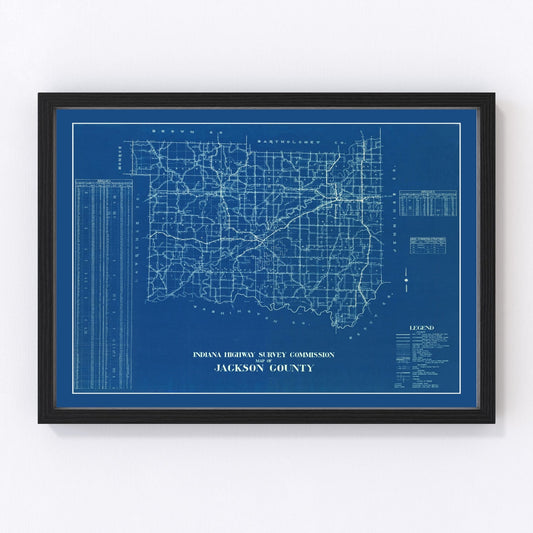 Vintage map of Jackson County, Indiana, 1936