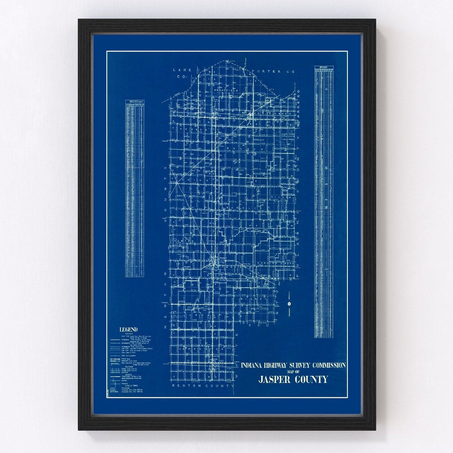Vintage map of Jasper County, Indiana, 1936