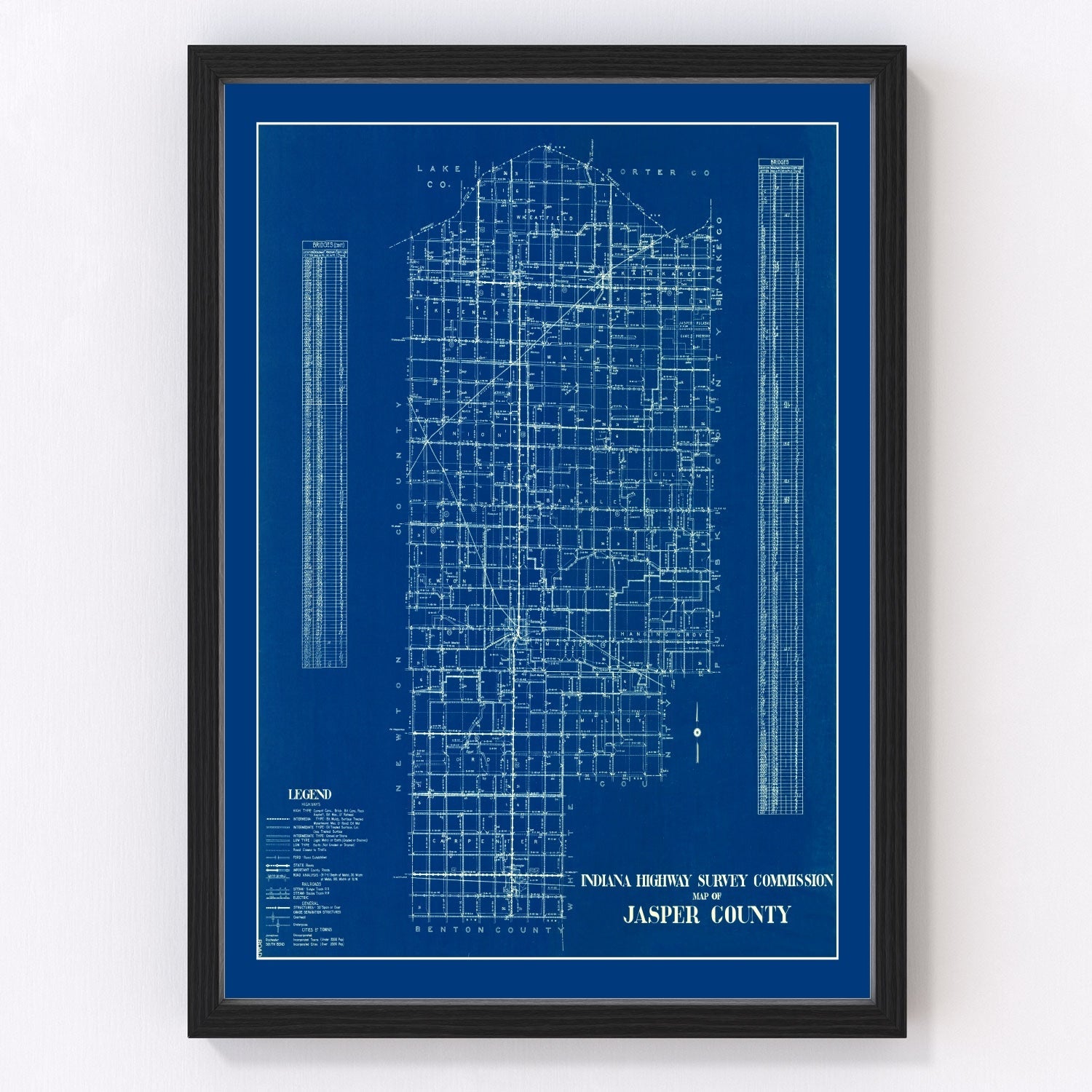Vintage map of Jasper County, Indiana, 1936