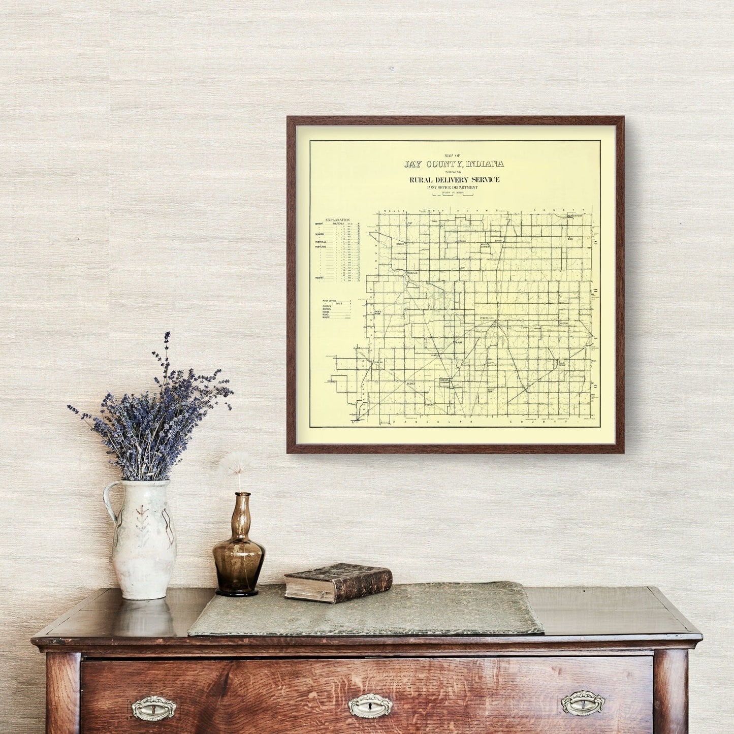 Vintage Map of Jay County, Indiana, 1910
