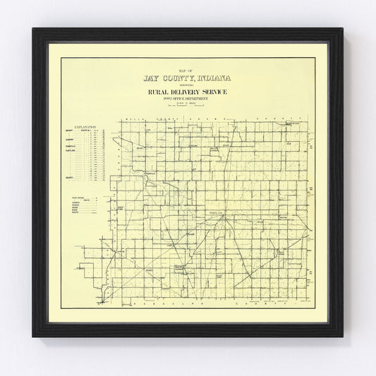 Vintage map of Jay County, Indiana, 1910