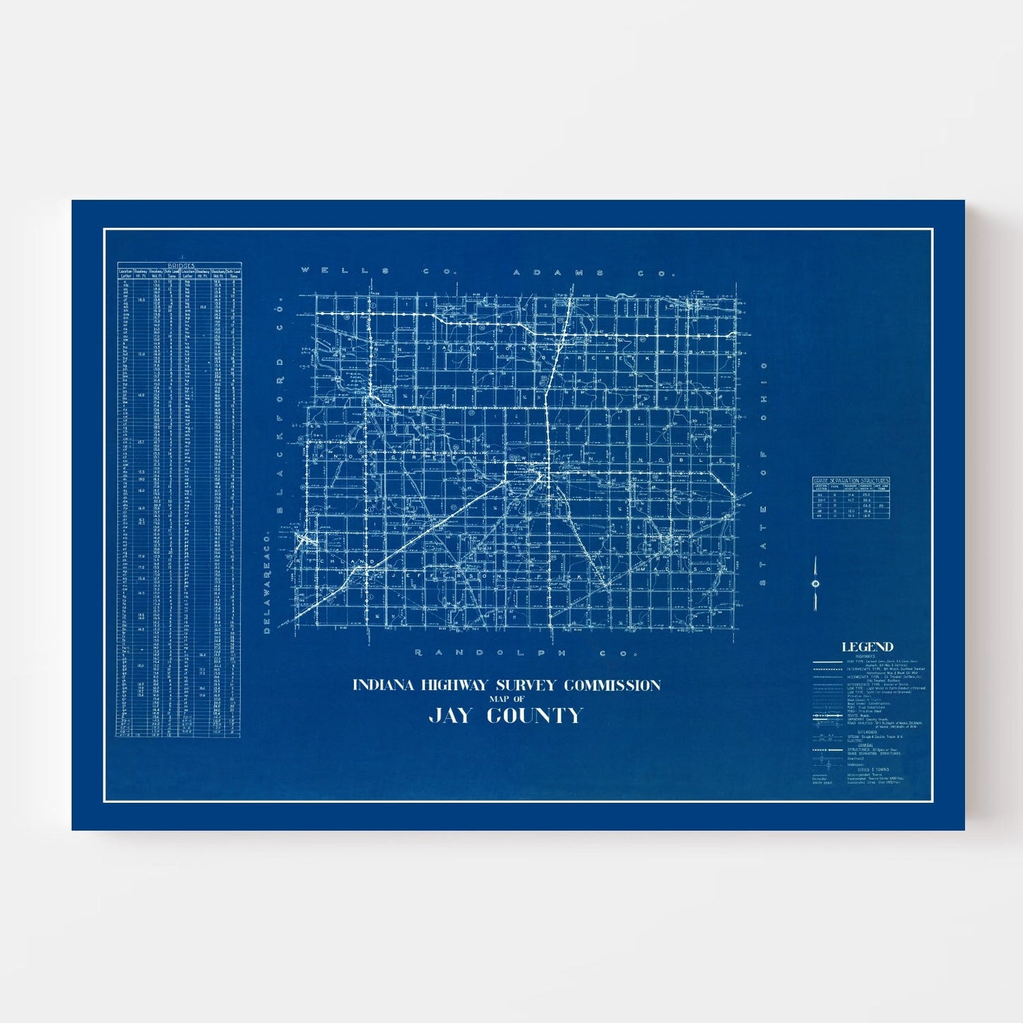 Vintage Map of Jay County, Indiana, 1936