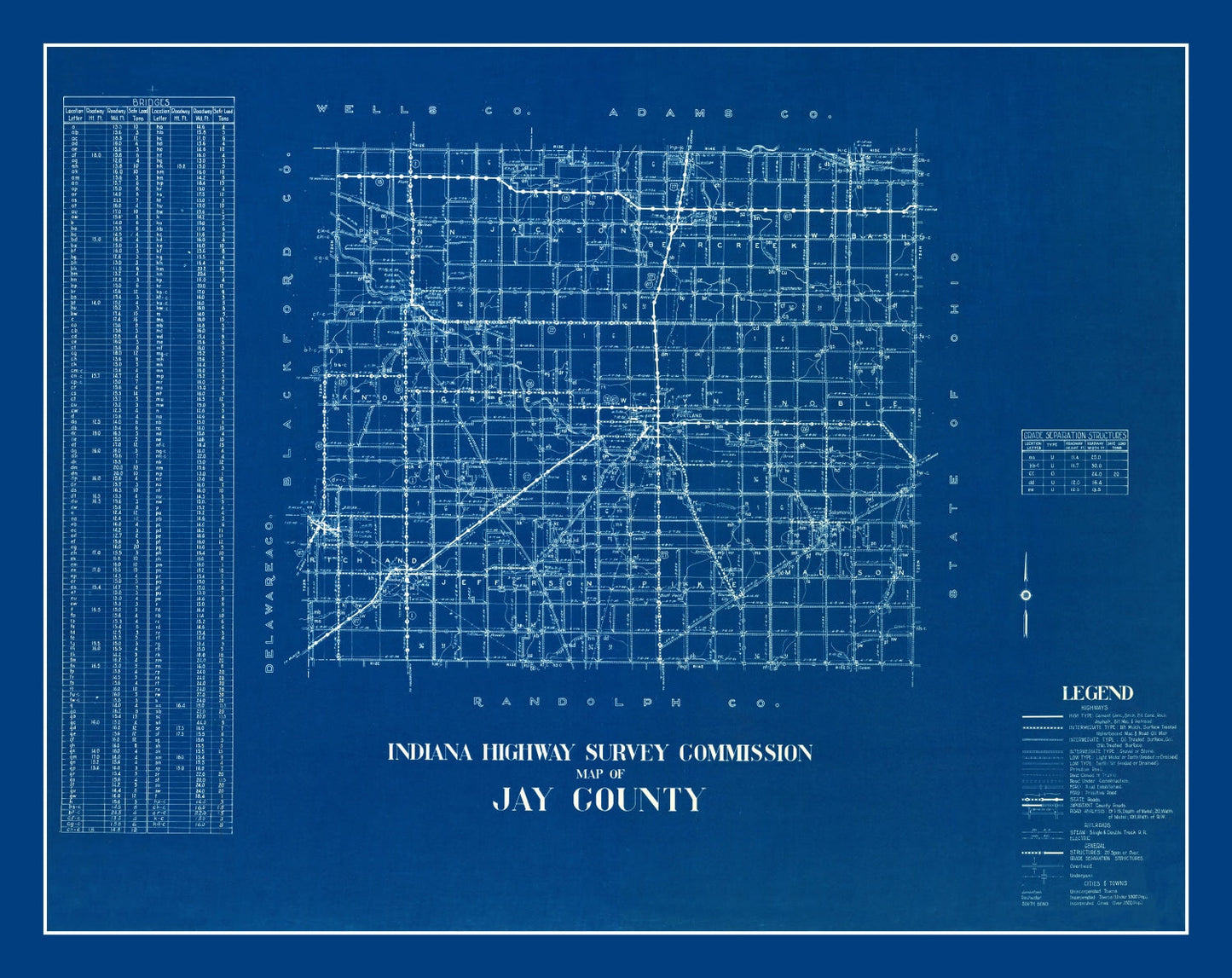 Vintage Map of Jay County, Indiana, 1936