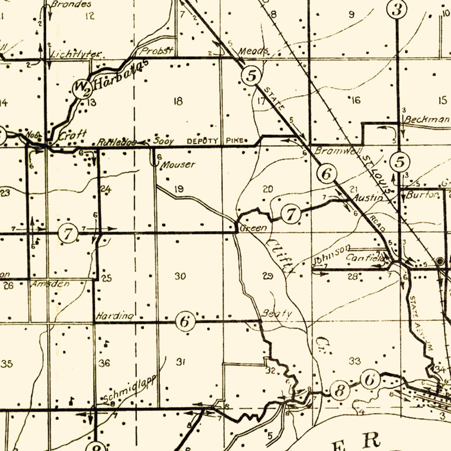Vintage Map of Jefferson County, Indiana, 1911