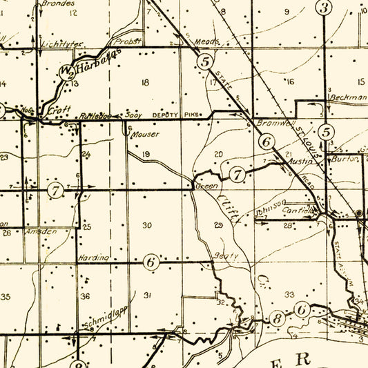 Vintage Map of Jefferson County, Indiana, 1911