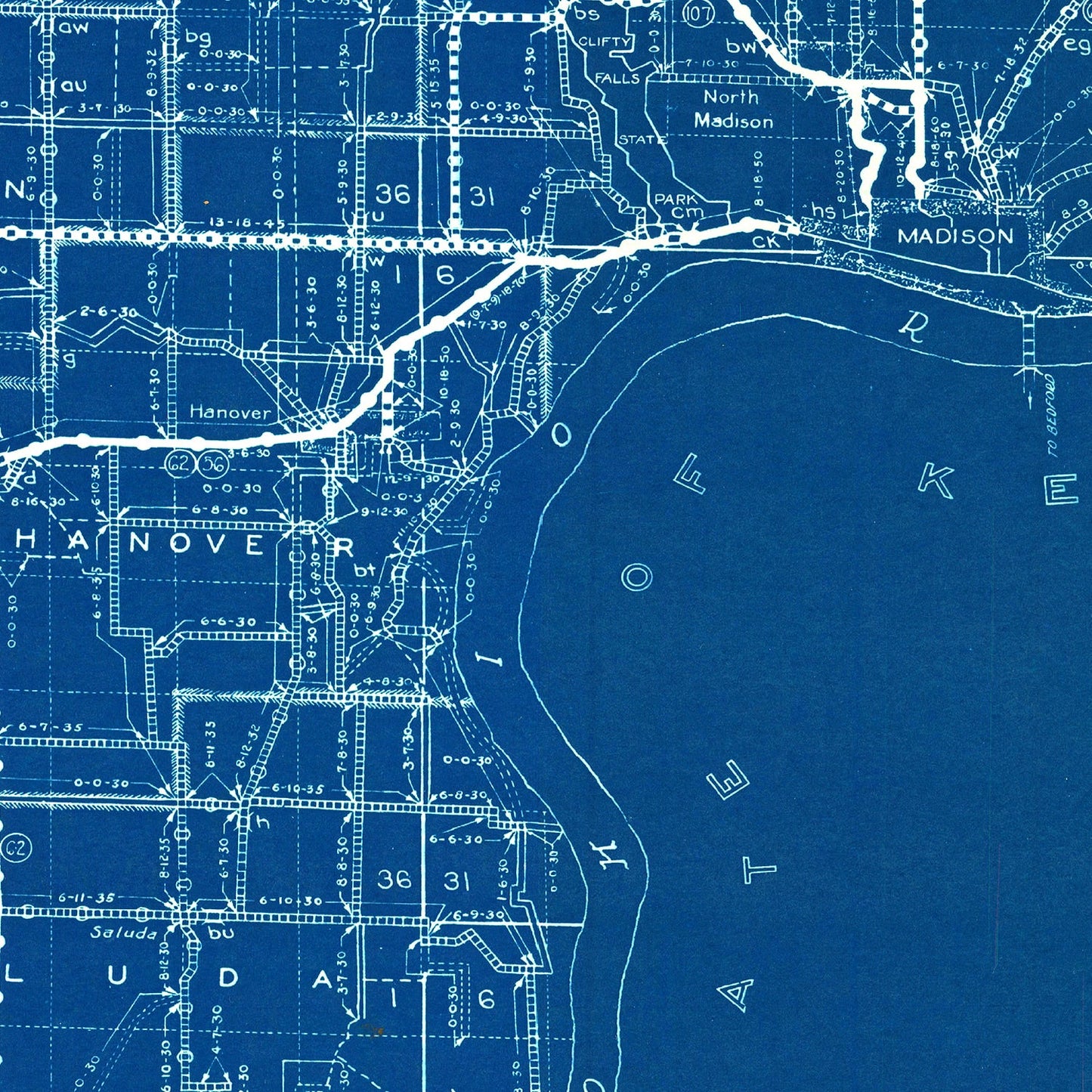 Vintage Map of Jefferson County, Indiana, 1936