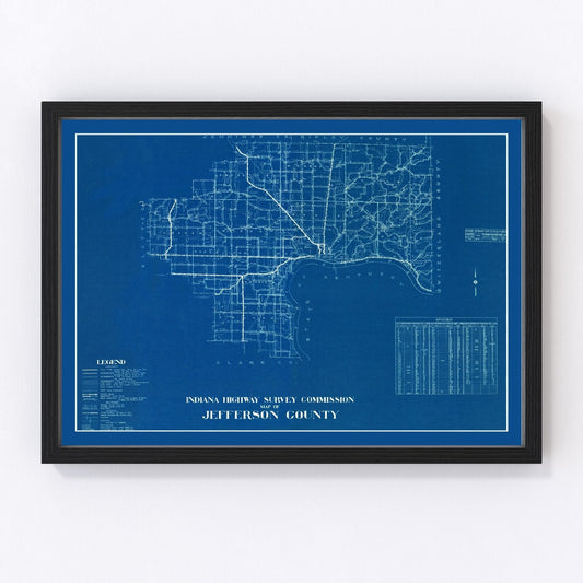 Vintage map of Jefferson County, Indiana, 1936