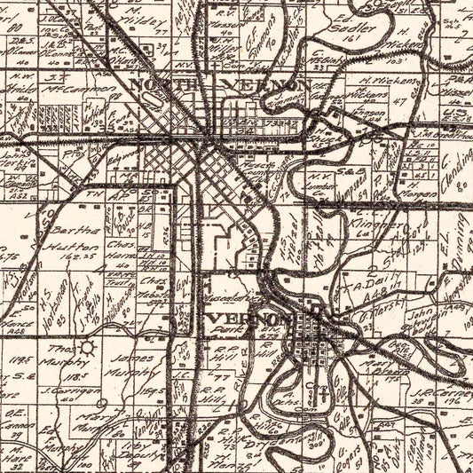 Vintage Map of Jennings County, Indiana, 1935