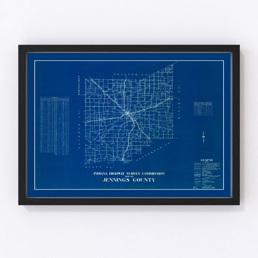 Vintage map of Jennings County, Indiana, 1936