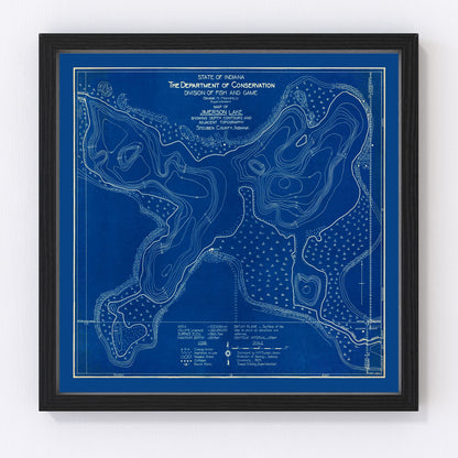 Vintage depth survey map of Jimerson Lake, Indiana, 1923