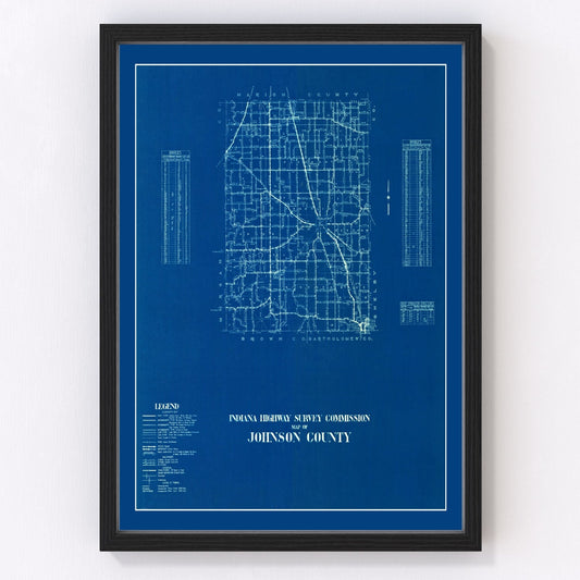 Vintage map of Johnson County, Indiana, 1936