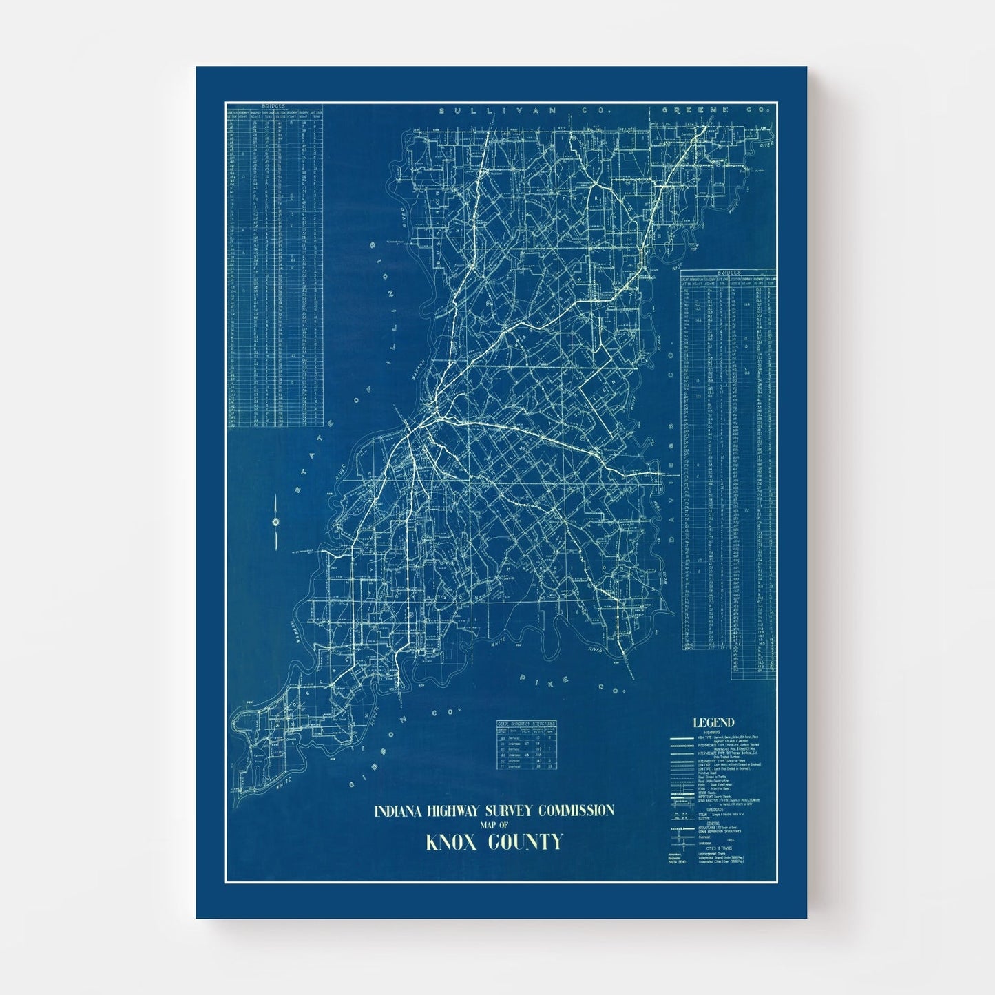 Vintage Map of Knox County, Indiana, 1936