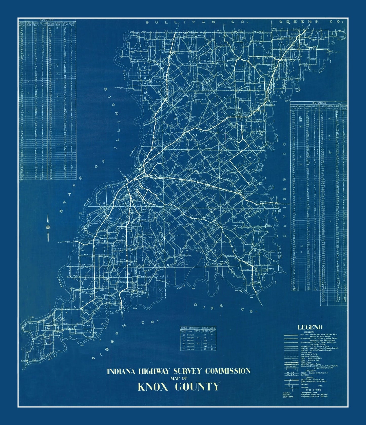 Vintage Map of Knox County, Indiana, 1936