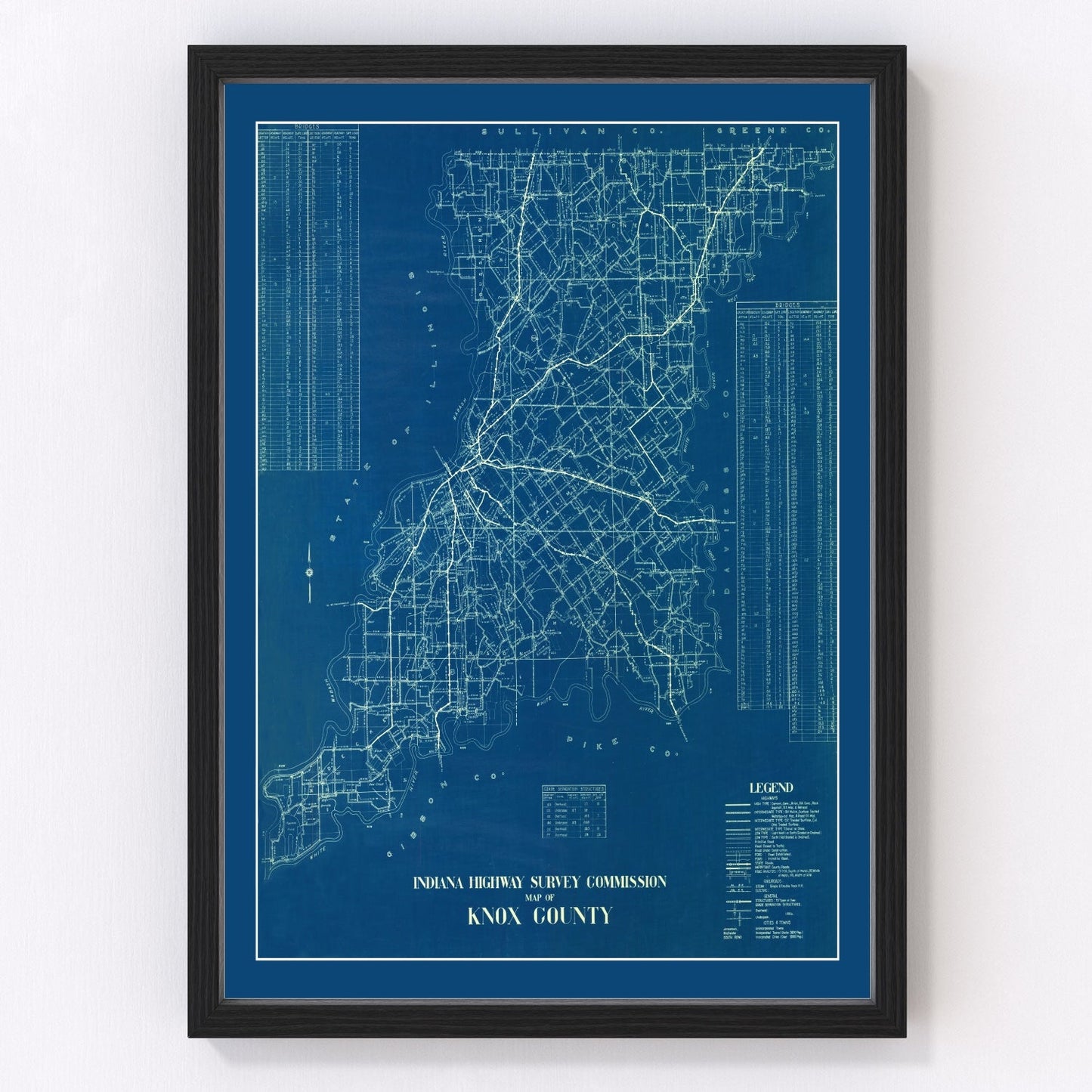 vintage map of Knox County, Indiana, 1936