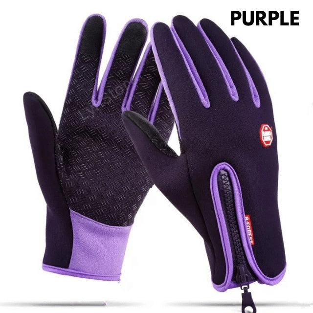 purple waterproof touchscreen winter gloves