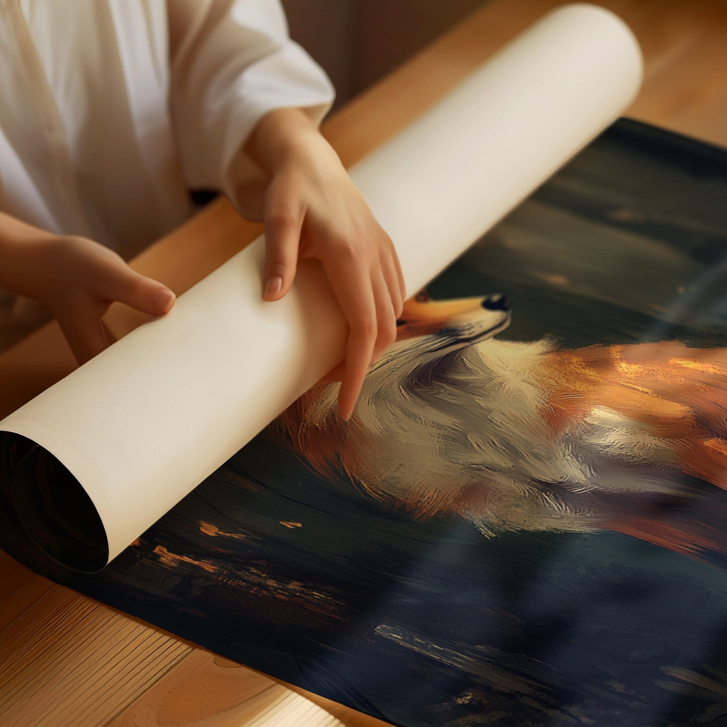Fox in Mystical Forest Woodland Animal Wall Art Print