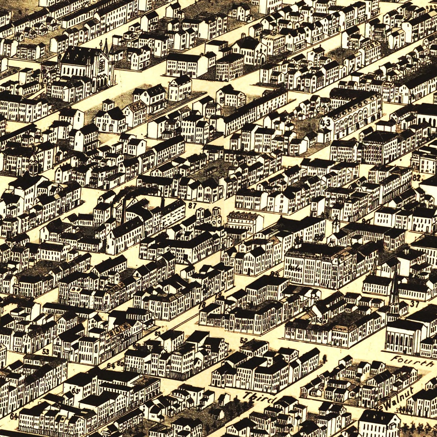 Vintage Map of Wilmington, Delaware, 1874