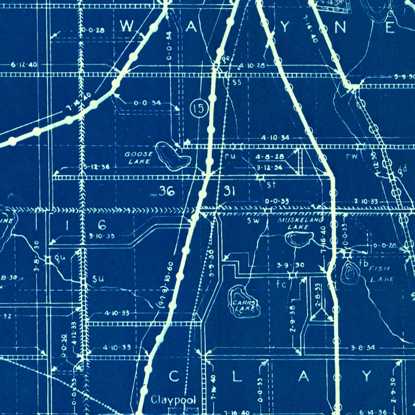 Vintage Map of Kosciusko County, Indiana, 1936