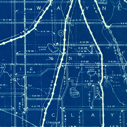 Vintage Map of Kosciusko County, Indiana, 1936