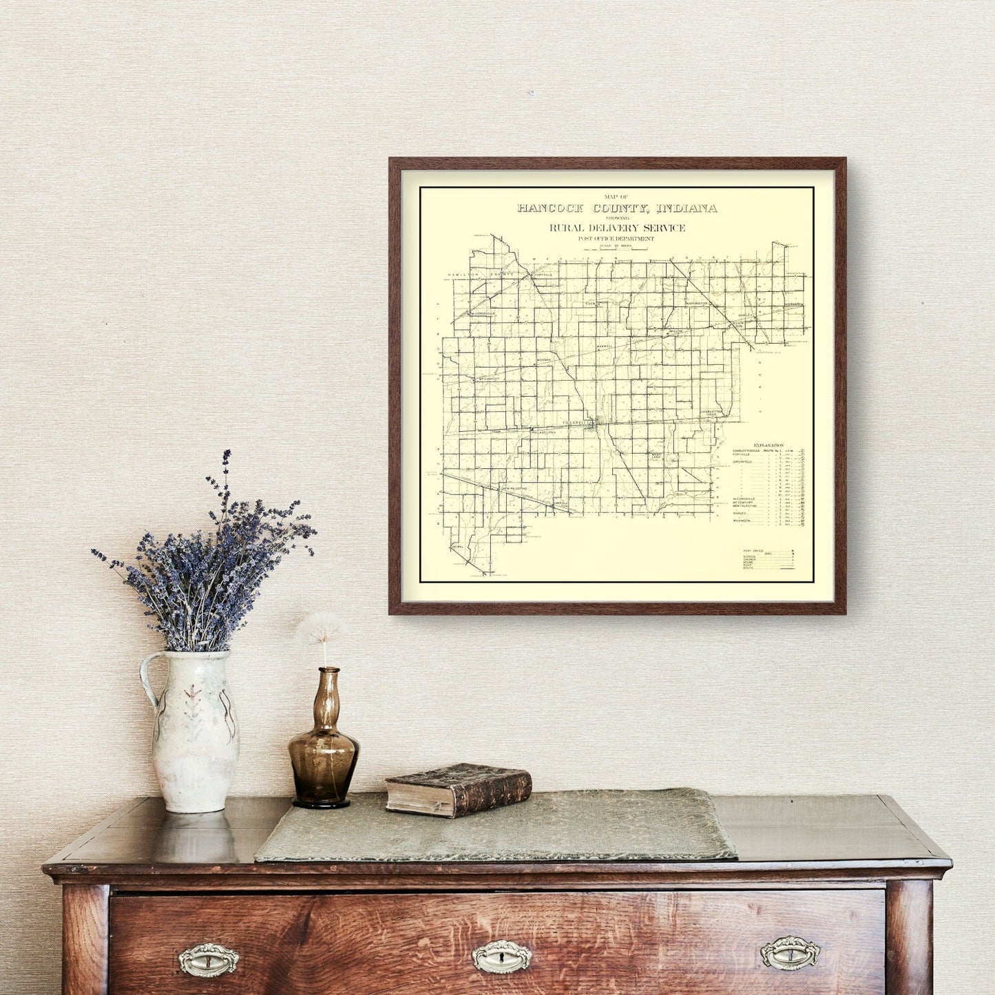 Vintage Map of Hancock County, Indiana, 1911