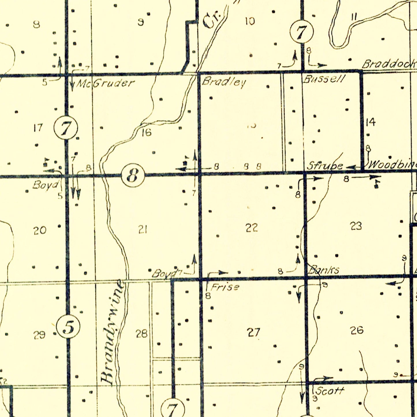 Vintage Map of Hancock County, Indiana, 1911
