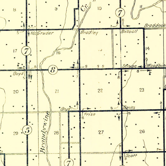 Vintage Map of Hancock County, Indiana, 1911