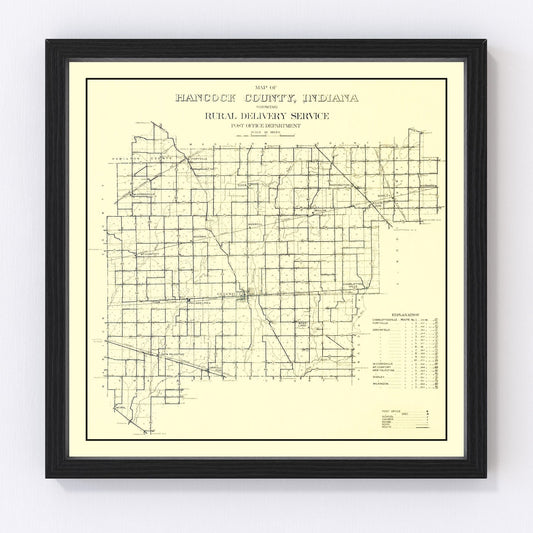 Vintage map of Hancock County, Indiana, 1911