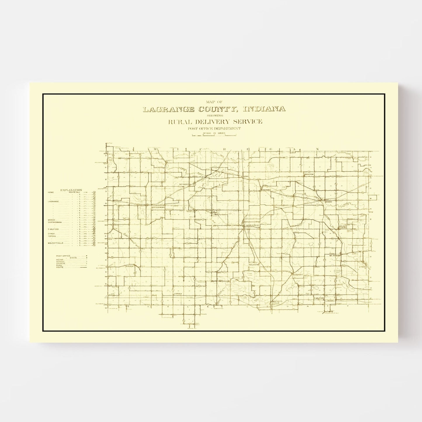 Vintage Map of LaGrange County, Indiana, 1909