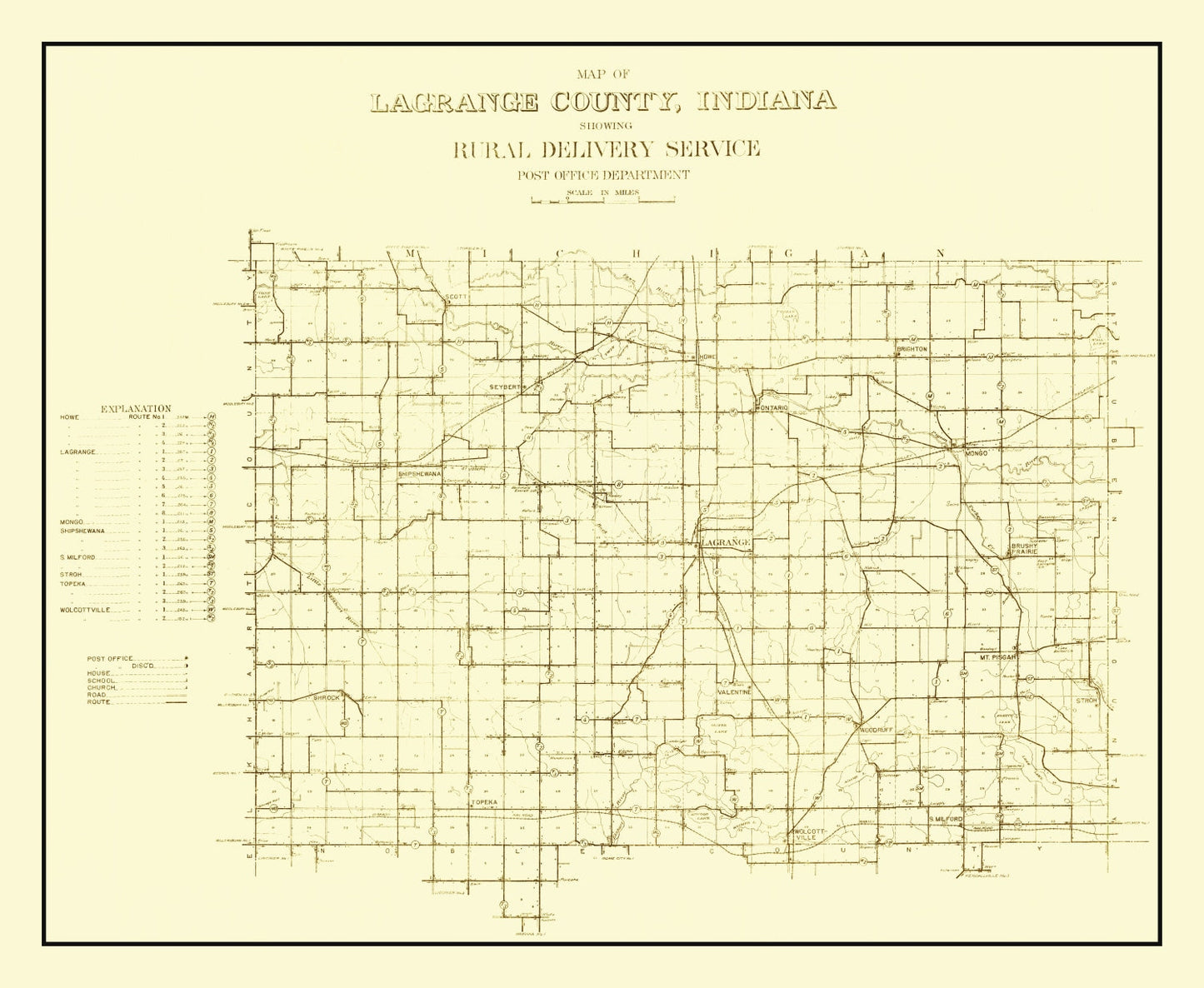 Vintage Map of LaGrange County, Indiana, 1909