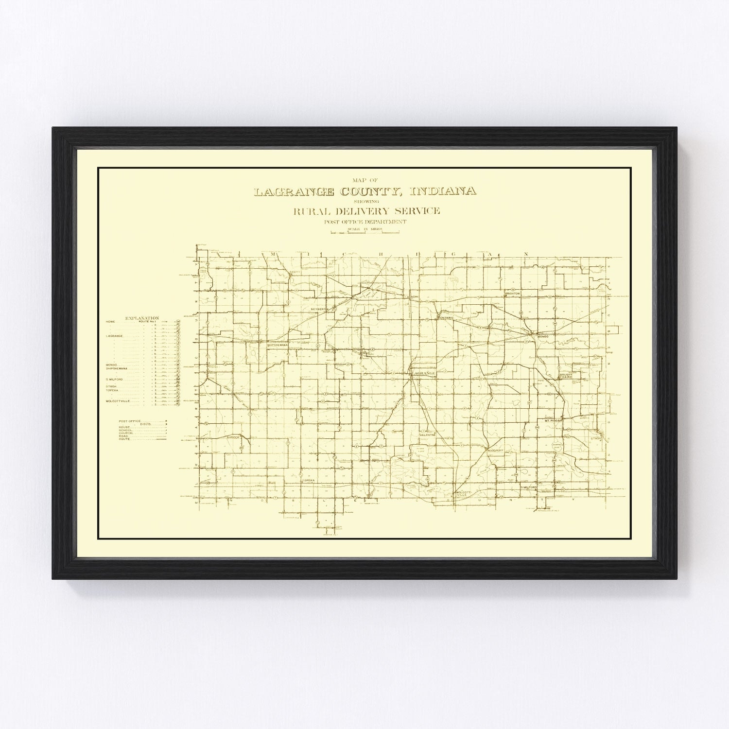 vintage map of LaGrange County, Indiana, 1909