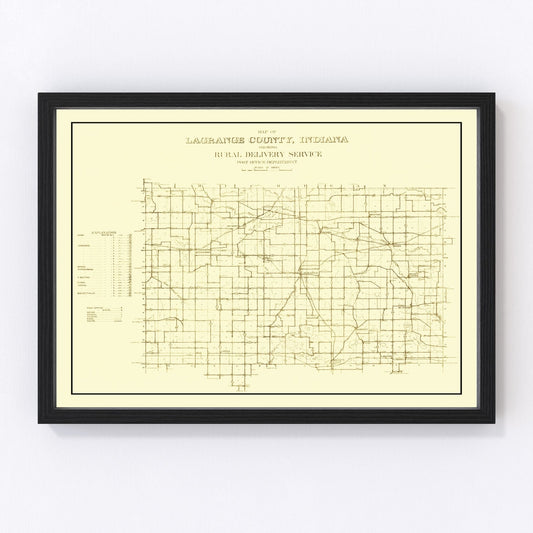 vintage map of LaGrange County, Indiana, 1909