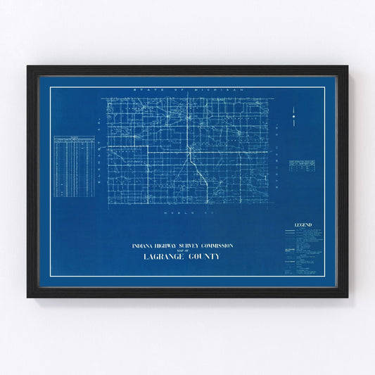 vintage map of LaGrange County, Indiana, 1936