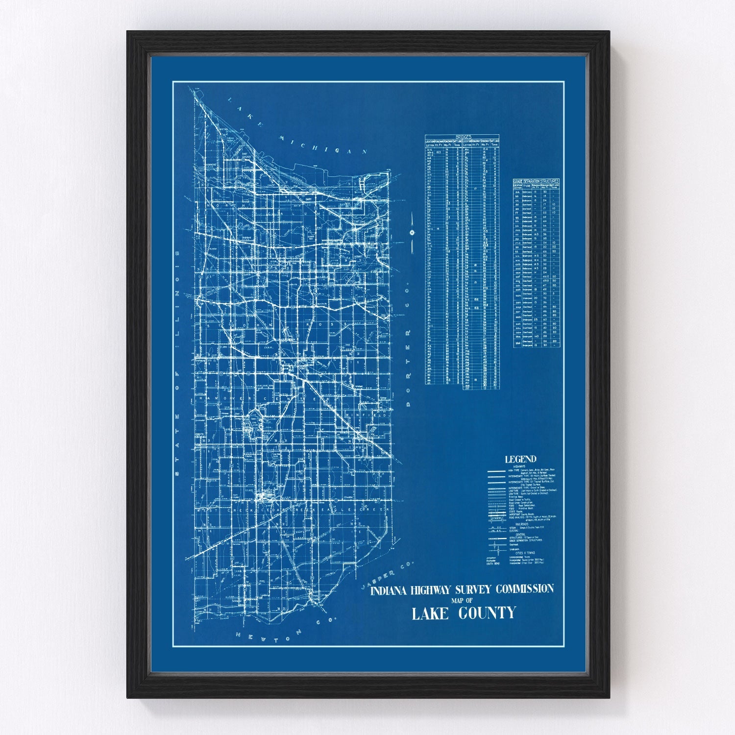 vintage map of Lake County, Indiana, 1936