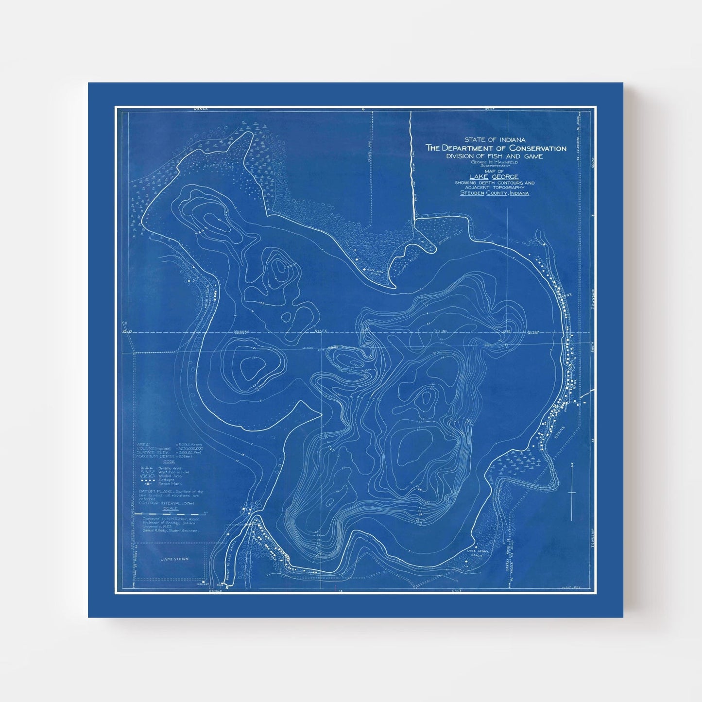 Vintage Lake George, Indiana Map, 1923