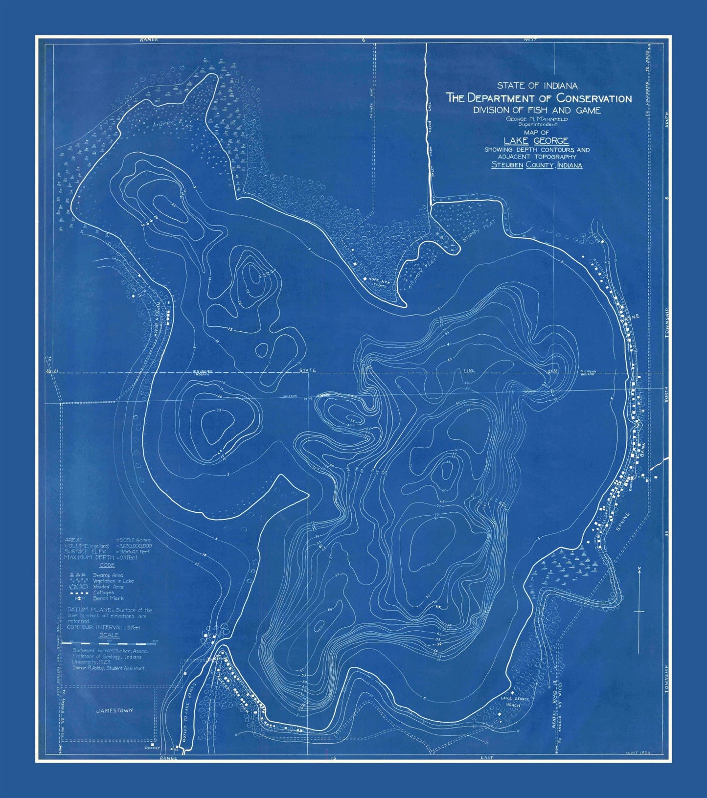 Vintage Lake George, Indiana Map, 1923