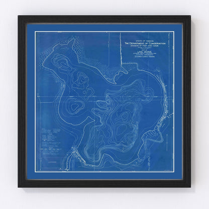 Vintage lake survey map of Lake George, Indiana, 1923